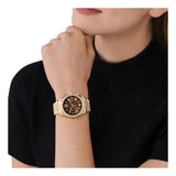 Buy Shop Michael Kors Lexington Chronograph Brown Dial Gold Steel Strap Watch For Women - MK7276 USA Online