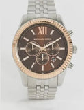 Buy Shop Michael Kors Lexington Chronograph Brown Dial Silver Steel Strap Watch For Men - MK8732 USA Online