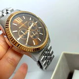 Buy Shop Michael Kors Lexington Chronograph Brown Dial Silver Steel Strap Watch For Men - MK8732 USA Online