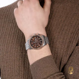 Buy Shop Michael Kors Lexington Chronograph Brown Dial Silver Steel Strap Watch For Men - MK8732 USA Online