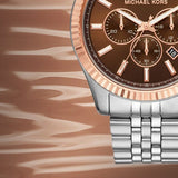 Buy Shop Michael Kors Lexington Chronograph Brown Dial Silver Steel Strap Watch For Men - MK8732 USA Online