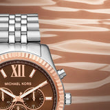 Buy Shop Michael Kors Lexington Chronograph Brown Dial Silver Steel Strap Watch For Men - MK8732 USA Online