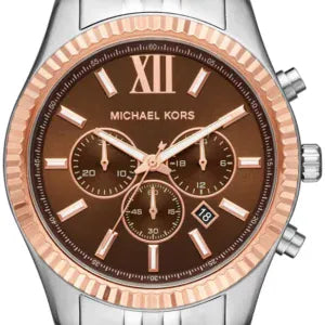 Buy Shop Michael Kors Lexington Chronograph Brown Dial Silver Steel Strap Watch For Men - MK8732 USA Online