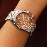 Buy Shop Michael Kors Lexington Chronograph Brown Dial Silver Steel Strap Watch For Women - MK6221 USA Online