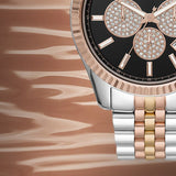 Buy Shop Michael Kors Lexington Chronograph Crystals Black Dial Two Tone Steel Strap Watch for Men - MK8714 USA Online