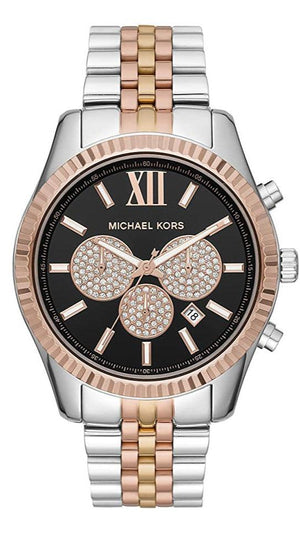 Buy Shop Michael Kors Lexington Chronograph Crystals Black Dial Two Tone Steel Strap Watch for Men - MK8714 USA Online