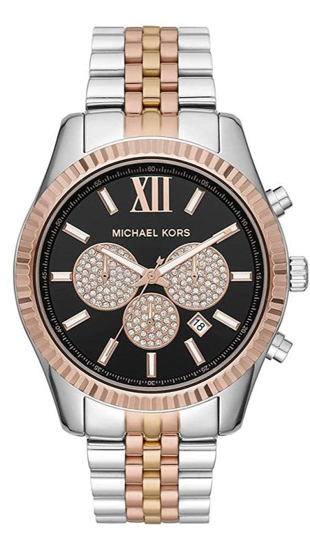 Buy Shop Michael Kors Lexington Chronograph Crystals Black Dial Two Tone Steel Strap Watch for Men - MK8714 USA Online