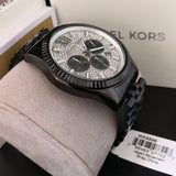 Buy Shop Michael Kors Lexington Chronograph Crystals Silver Dial Black Steel Strap Watch for Men - MK8605 USA Online