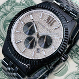 Buy Shop Michael Kors Lexington Chronograph Crystals Silver Dial Black Steel Strap Watch for Men - MK8605 USA Online