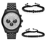 Buy Shop Michael Kors Lexington Chronograph Crystals Silver Dial Black Steel Strap Watch for Men - MK8605 USA Online