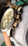 Buy Shop Michael Kors Lexington Chronograph Gold Dial Brown Leather Strap Watch For Men - MK8447 USA Online