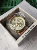 Buy Shop Michael Kors Lexington Chronograph Gold Dial Brown Leather Strap Watch For Men - MK8447 USA Online