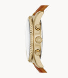 Buy Shop Michael Kors Lexington Chronograph Gold Dial Brown Leather Strap Watch For Men - MK8447 USA Online