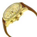 Buy Shop Michael Kors Lexington Chronograph Gold Dial Brown Leather Strap Watch For Men - MK8447 USA Online
