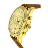 Buy Shop Michael Kors Lexington Chronograph Gold Dial Brown Leather Strap Watch For Men - MK8447 USA Online