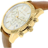 Buy Shop Michael Kors Lexington Chronograph Gold Dial Brown Leather Strap Watch For Men - MK8447 USA Online