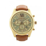 Buy Shop Michael Kors Lexington Chronograph Gold Dial Brown Leather Strap Watch For Men - MK8447 USA Online