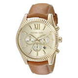 Buy Shop Michael Kors Lexington Chronograph Gold Dial Brown Leather Strap Watch For Men - MK8447 USA Online