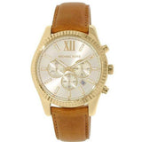 Buy Shop Michael Kors Lexington Chronograph Gold Dial Brown Leather Strap Watch For Men - MK8447 USA Online