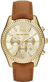 Buy Shop Michael Kors Lexington Chronograph Gold Dial Brown Leather Strap Watch For Men - MK8447 USA Online