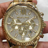 Buy Shop Michael Kors Lexington Chronograph Gold Dial Gold Steel Strap Watch For Men - MK8579 USA Online
