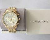 Buy Shop Michael Kors Lexington Chronograph Gold Dial Gold Steel Strap Watch For Men - MK8579 USA Online
