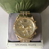 Buy Shop Michael Kors Lexington Chronograph Gold Dial Gold Steel Strap Watch For Men - MK8579 USA Online
