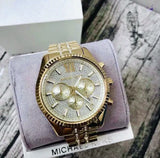 Buy Shop Michael Kors Lexington Chronograph Gold Dial Gold Steel Strap Watch For Men - MK8579 USA Online