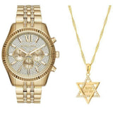 Buy Shop Michael Kors Lexington Chronograph Gold Dial Gold Steel Strap Watch For Men - MK8579 USA Online