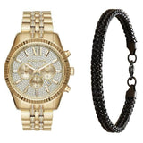 Buy Shop Michael Kors Lexington Chronograph Gold Dial Gold Steel Strap Watch For Men - MK8579 USA Online