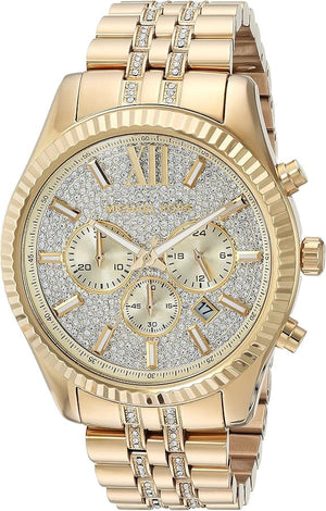 Buy Shop Michael Kors Lexington Chronograph Gold Dial Gold Steel Strap Watch For Men - MK8579 USA Online