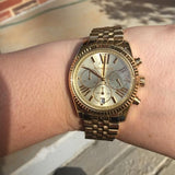 Buy Shop Michael Kors Lexington Chronograph Gold Dial Gold Steel Strap Watch for Women - MK5556 USA Online
