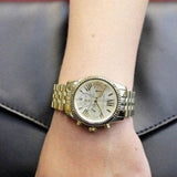 Buy Shop Michael Kors Lexington Chronograph Gold Dial Gold Steel Strap Watch for Women - MK5556 USA Online