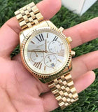 Buy Shop Michael Kors Lexington Chronograph Gold Dial Gold Steel Strap Watch for Women - MK5556 USA Online