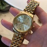 Buy Shop Michael Kors Lexington Chronograph Gold Dial Gold Steel Strap Watch for Women - MK5556 USA Online