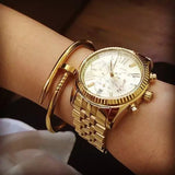 Buy Shop Michael Kors Lexington Chronograph Gold Dial Gold Steel Strap Watch for Women - MK5556 USA Online