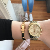 Buy Shop Michael Kors Lexington Chronograph Gold Dial Gold Steel Strap Watch for Women - MK5556 USA Online