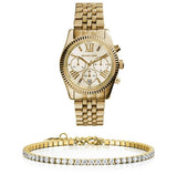 Buy Shop Michael Kors Lexington Chronograph Gold Dial Gold Steel Strap Watch for Women - MK5556 USA Online