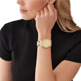 Buy Shop Michael Kors Lexington Chronograph Gold Dial Gold Steel Strap Watch For Women - MK7377 USA Online