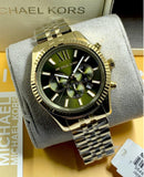 Buy Shop Michael Kors Lexington Chronograph Green Dial Gold Steel Strap Watch for Men - MK8446 USA Online