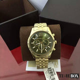 Buy Shop Michael Kors Lexington Chronograph Green Dial Gold Steel Strap Watch for Men - MK8446 USA Online