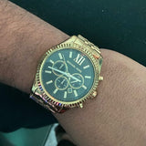 Buy Shop Michael Kors Lexington Chronograph Green Dial Gold Steel Strap Watch for Men - MK8446 USA Online