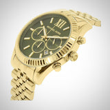 Buy Shop Michael Kors Lexington Chronograph Green Dial Gold Steel Strap Watch for Men - MK8446 USA Online
