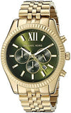 Buy Shop Michael Kors Lexington Chronograph Green Dial Gold Steel Strap Watch for Men - MK8446 USA Online