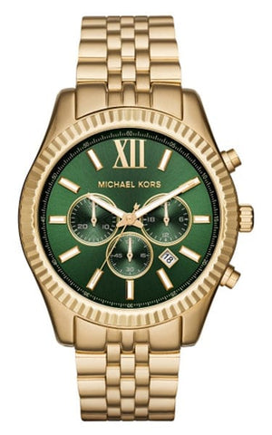 Buy Shop Michael Kors Lexington Chronograph Green Dial Gold Steel Strap Watch for Men - MK8446 USA Online