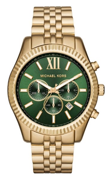 Buy Shop Michael Kors Lexington Chronograph Green Dial Gold Steel Strap Watch for Men - MK8446 USA Online
