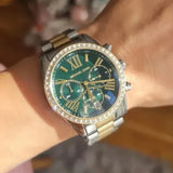 Buy Shop Michael Kors Lexington Chronograph Green Dial Two Tone Steel Strap Watch For Women - MK7303 USA Online