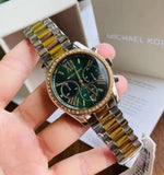 Buy Shop Michael Kors Lexington Chronograph Green Dial Two Tone Steel Strap Watch For Women - MK7303 USA Online