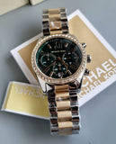 Buy Shop Michael Kors Lexington Chronograph Green Dial Two Tone Steel Strap Watch For Women - MK7303 USA Online