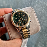 Buy Shop Michael Kors Lexington Chronograph Green Dial Two Tone Steel Strap Watch For Women - MK7303 USA Online